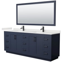 Miranda 84" Free Standing Double Basin Vanity Set with Cabinet, Quartz Vanity Top, and Framed Mirror