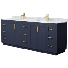 Miranda 84" Free Standing Double Basin Vanity Set with Cabinet and Marble Vanity Top