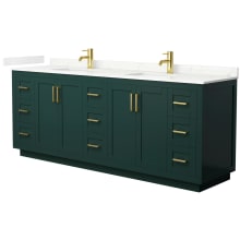 Miranda 84" Free Standing Double Basin Vanity Set with Cabinet and Quartz Vanity Top