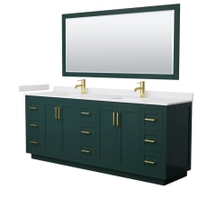 Miranda 84" Free Standing Double Basin Vanity Set with Cabinet, Cultured Marble Vanity Top, and Framed Mirror
