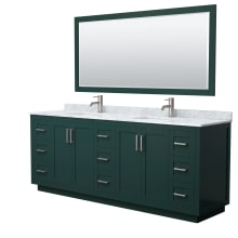 Miranda 84" Free Standing Double Basin Vanity Set with Cabinet, Marble Vanity Top, and Framed Mirror