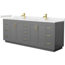 Miranda 84" Free Standing Double Basin Vanity Set with Cabinet and Cultured Marble Vanity Top