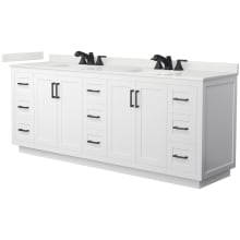 Miranda 84" Free Standing Double Basin Vanity Set with Cabinet and Quartz Vanity Top