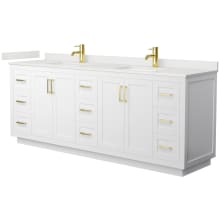 Miranda 84" Free Standing Double Basin Vanity Set with Cabinet and Quartz Vanity Top