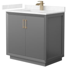 Strada 36" Free Standing Single Basin Vanity Set with Cabinet and Cultured Marble Vanity Top