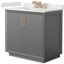 Strada 36" Free Standing Single Basin Vanity Set with Cabinet and Quartz Vanity Top