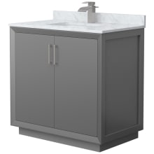 Strada 36" Free Standing Single Basin Vanity Set with Cabinet and Marble Vanity Top