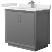 Strada 36" Free Standing Single Basin Vanity Set with Cabinet and Quartz Vanity Top