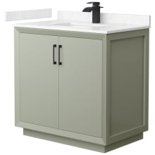 Strada 36" Free Standing Single Basin Vanity Set with Cabinet and Cultured Marble Vanity Top