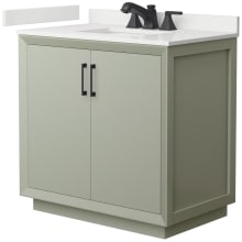 Strada 36" Free Standing Single Basin Vanity Set with Cabinet and Quartz Vanity Top