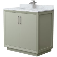 Strada 36" Free Standing Single Basin Vanity Set with Cabinet and Marble Vanity Top