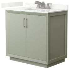 Strada 36" Free Standing Single Basin Vanity Set with Cabinet and Quartz Vanity Top
