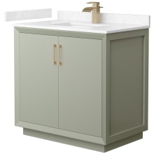 Strada 36" Free Standing Single Basin Vanity Set with Cabinet and Cultured Marble Vanity Top