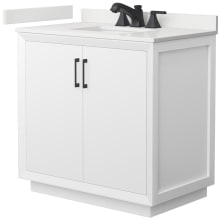 Strada 36" Free Standing Single Basin Vanity Set with Cabinet and Quartz Vanity Top