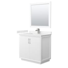 Strada 36" Free Standing Single Basin Vanity Set with Cabinet, Cultured Marble Vanity Top, and Framed Mirror