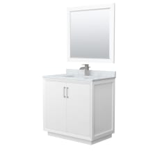 Strada 36" Free Standing Single Basin Vanity Set with Cabinet, Marble Vanity Top, and Framed Mirror