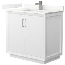 Strada 36" Free Standing Single Basin Vanity Set with Cabinet and Quartz Vanity Top