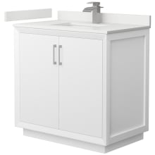 Strada 36" Free Standing Single Basin Vanity Set with Cabinet and Quartz Vanity Top