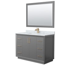 Strada 48" Free Standing Single Basin Vanity Set with Cabinet, Marble Vanity Top, and Framed Mirror