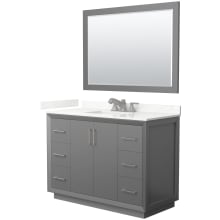 Strada 48" Free Standing Single Basin Vanity Set with Cabinet, Quartz Vanity Top, and Framed Mirror