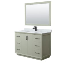 Strada 48" Free Standing Single Basin Vanity Set with Cabinet, Marble Vanity Top, and Framed Mirror