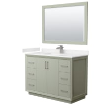 Strada 48" Free Standing Single Basin Vanity Set with Cabinet, Cultured Marble Vanity Top, and Framed Mirror
