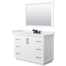 Strada 48" Free Standing Single Basin Vanity Set with Cabinet, Quartz Vanity Top, and Framed Mirror