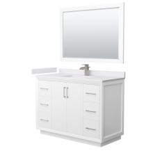 Strada 48" Free Standing Single Basin Vanity Set with Cabinet, Cultured Marble Vanity Top, and Framed Mirror