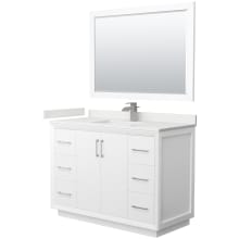 Strada 48" Free Standing Single Basin Vanity Set with Cabinet, Quartz Vanity Top, and Framed Mirror