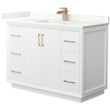 Strada 48" Free Standing Single Basin Vanity Set with Cabinet and Quartz Vanity Top