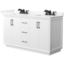 Strada 60" Free Standing Double Basin Vanity Set with Cabinet and Quartz Vanity Top