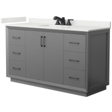 Strada 60" Free Standing Single Basin Vanity Set with Cabinet and Quartz Vanity Top