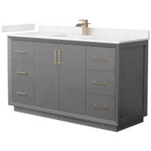 Strada 60" Free Standing Single Basin Vanity Set with Cabinet and Cultured Marble Vanity Top