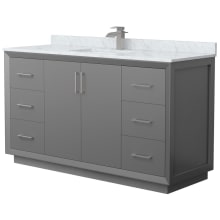 Strada 60" Free Standing Single Basin Vanity Set with Cabinet and Marble Vanity Top