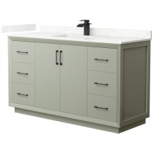 Strada 60" Free Standing Single Basin Vanity Set with Cabinet and Quartz Vanity Top