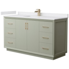 Strada 60" Free Standing Single Basin Vanity Set with Cabinet and Cultured Marble Vanity Top