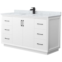 Strada 60" Free Standing Single Basin Vanity Set with Cabinet and Marble Vanity Top