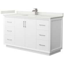 Strada 60" Free Standing Single Basin Vanity Set with Cabinet and Quartz Vanity Top