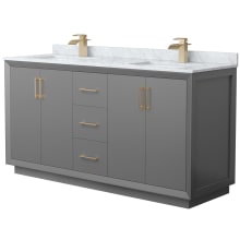 Strada 66" Free Standing Double Basin Vanity Set with Cabinet and Marble Vanity Top