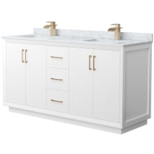 Strada 66" Free Standing Double Basin Vanity Set with Cabinet and Marble Vanity Top