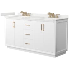 Strada 66" Free Standing Double Basin Vanity Set with Cabinet and Quartz Vanity Top