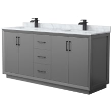 Strada 72" Free Standing Double Basin Vanity Set with Cabinet and Marble Vanity Top