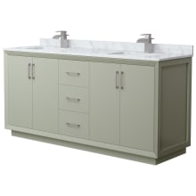 Strada 72" Free Standing Double Basin Vanity Set with Cabinet and Marble Vanity Top