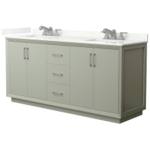 Strada 72" Free Standing Double Basin Vanity Set with Cabinet and Quartz Vanity Top