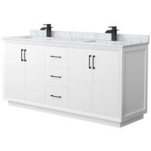 Strada 72" Free Standing Double Basin Vanity Set with Cabinet and Marble Vanity Top