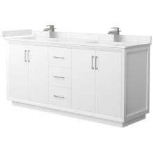 Strada 72" Free Standing Double Basin Vanity Set with Cabinet and Cultured Marble Vanity Top