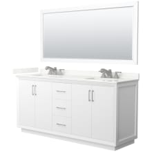 Strada 72" Free Standing Double Basin Vanity Set with Cabinet, Quartz Vanity Top, and Framed Mirror
