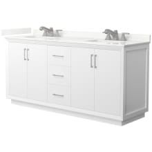 Strada 72" Free Standing Double Basin Vanity Set with Cabinet and Quartz Vanity Top