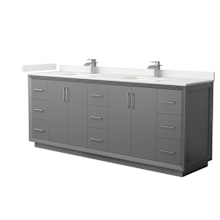 Strada 84" Free Standing Double Basin Vanity Set with Cabinet and Quartz Vanity Top