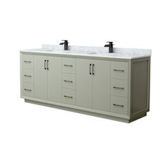 Strada 84" Free Standing Double Basin Vanity Set with Cabinet and Marble Vanity Top